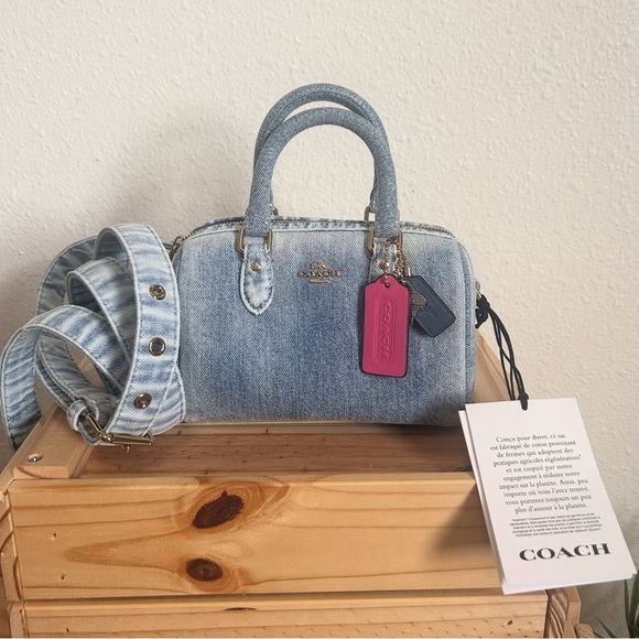 Coach Handbags - NWT🌈Coach Mini Rowan Crossbody Bag In Loved Denim With Key Charms CDY30 Vintage